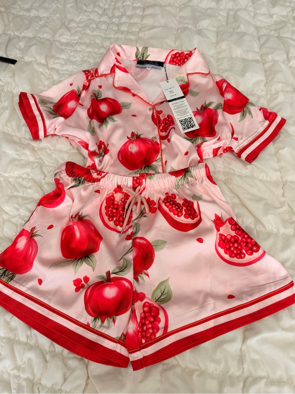 Women's Pink Pomegranate Print Pajama Set